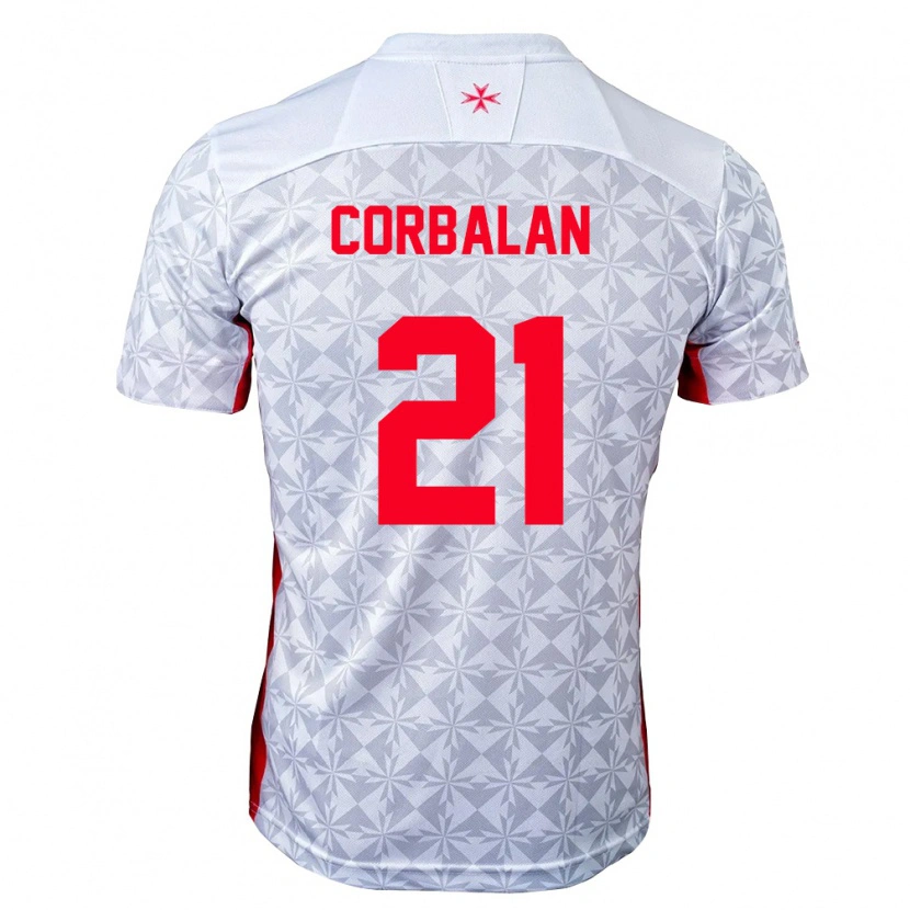 DanxenメンズマルタJuan Corbalan#21灰 白 赤アウェイシャツ26-28ジャージーユニフォーム