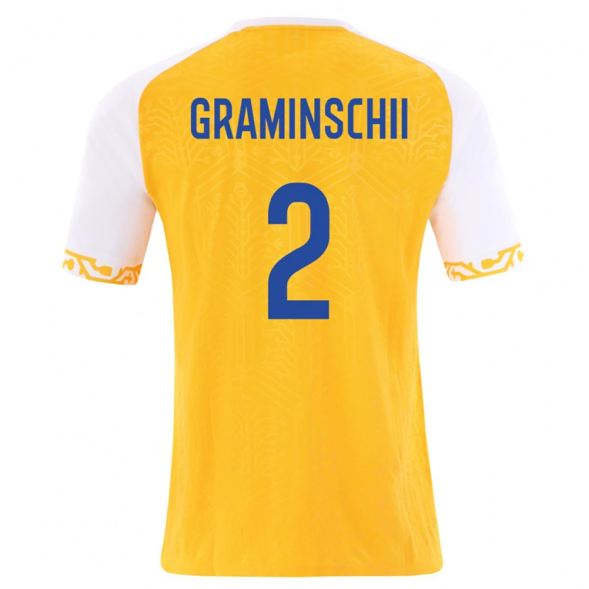 DanxenメンズモルドバIvan Graminschii#2黄 白アウェイシャツ26-28ジャージーユニフォーム