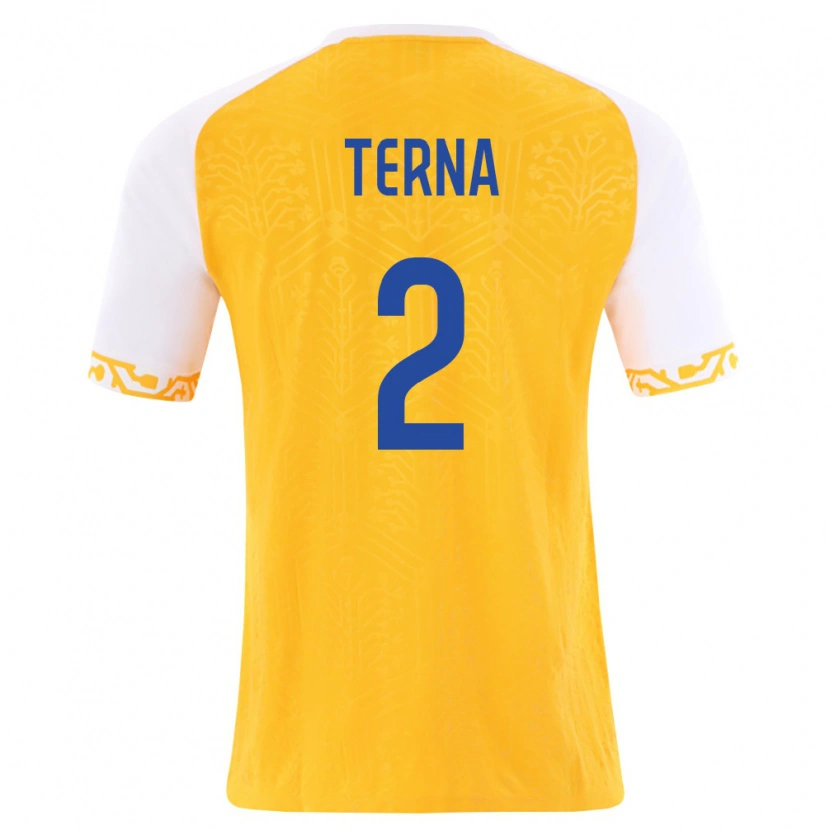 DanxenメンズモルドバGheorghe Terna#2黄 白アウェイシャツ26-28ジャージーユニフォーム