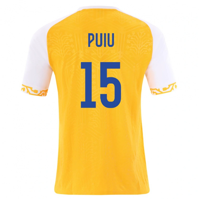 DanxenメンズモルドバBogdan Puiu#15黄 白アウェイシャツ26-28ジャージーユニフォーム