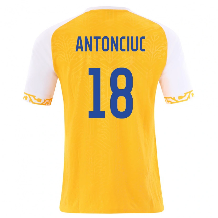 DanxenメンズモルドバCristian Antonciuc#18黄 白アウェイシャツ26-28ジャージーユニフォーム