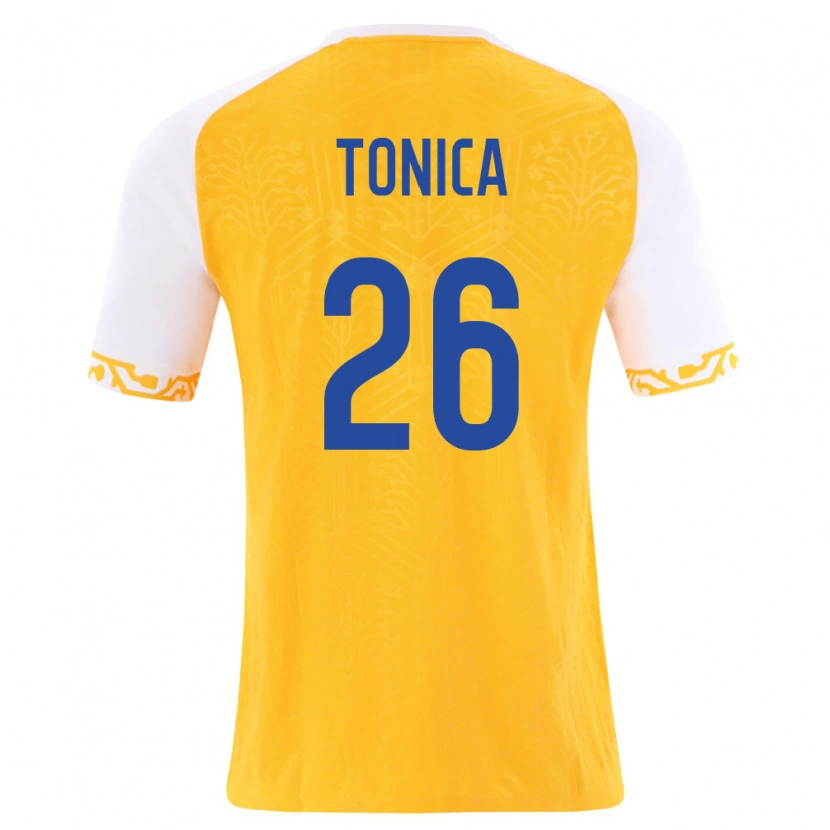 DanxenメンズモルドバDaniel Tonica#26黄 白アウェイシャツ26-28ジャージーユニフォーム