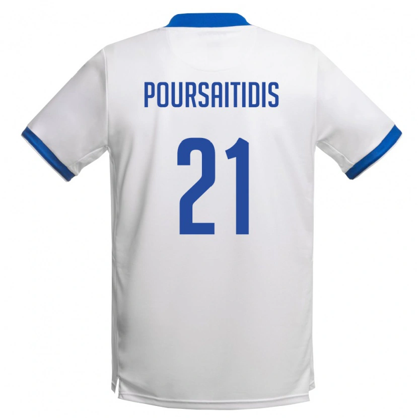 DanxenメンズキプロスKonstantinos Poursaitidis#21白 ロイヤルブルーアウェイシャツ26-28ジャージーユニフォーム