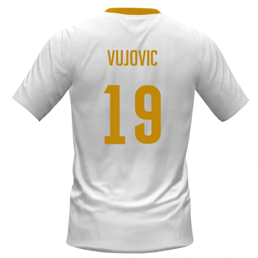 DanxenメンズモンテネグロPetar Vujovic#19白 赤 黄アウェイシャツ26-28ジャージーユニフォーム