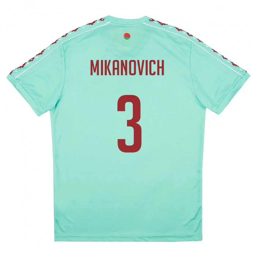 DanxenメンズベラルーシErik Mikanovich#3ライトグリーン バーガンディアウェイシャツ26-28ジャージーユニフォーム