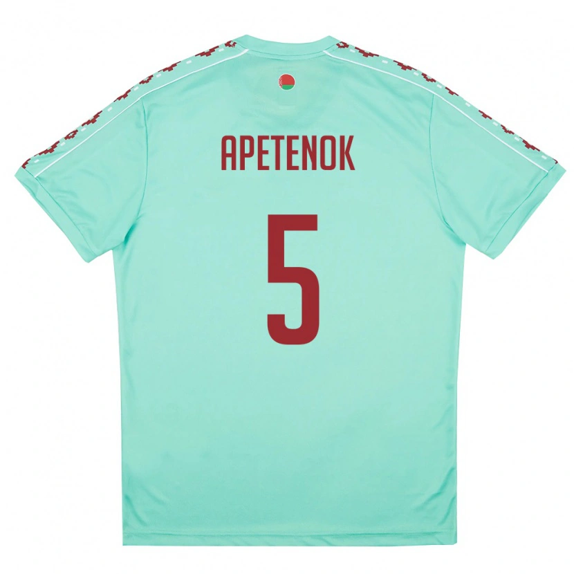 DanxenメンズベラルーシPavel Apetenok#5ライトグリーン バーガンディアウェイシャツ26-28ジャージーユニフォーム