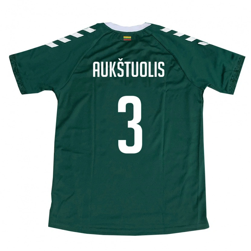 DanxenメンズリトアニアDeividas Aukštuolis#3ダークグリーン 白アウェイシャツ26-28ジャージーユニフォーム