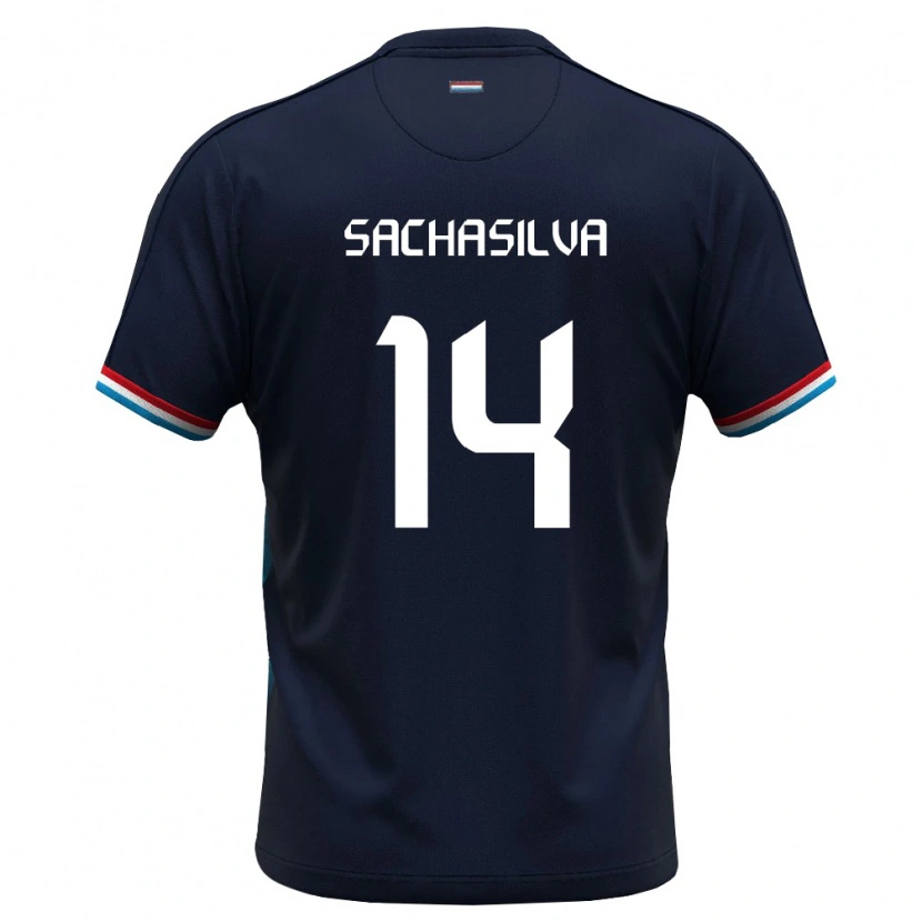 DanxenメンズルクセンブルクSacha Carvalho Da Silva#14ロイヤルブルー 赤アウェイシャツ26-28ジャージーユニフォーム