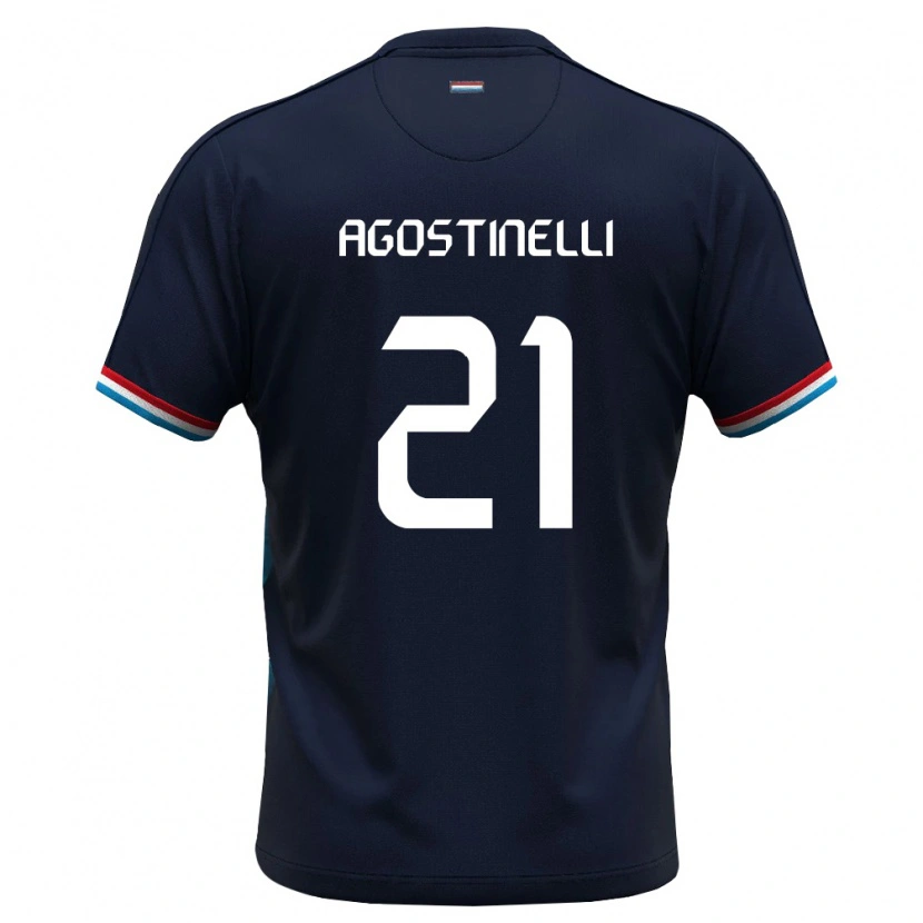 DanxenメンズルクセンブルクMassimo Agostinelli#21ロイヤルブルー 赤アウェイシャツ26-28ジャージーユニフォーム