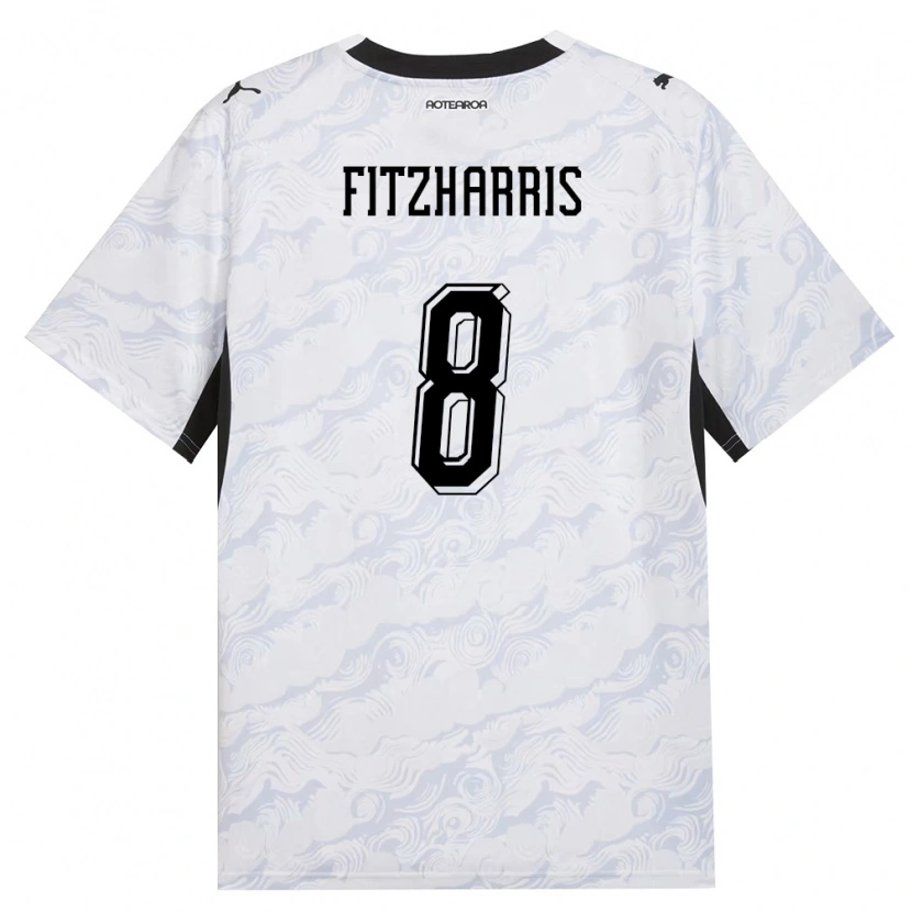 DanxenメンズニュージーランドVan Fitzharris#8黒 白アウェイシャツ26-28ジャージーユニフォーム