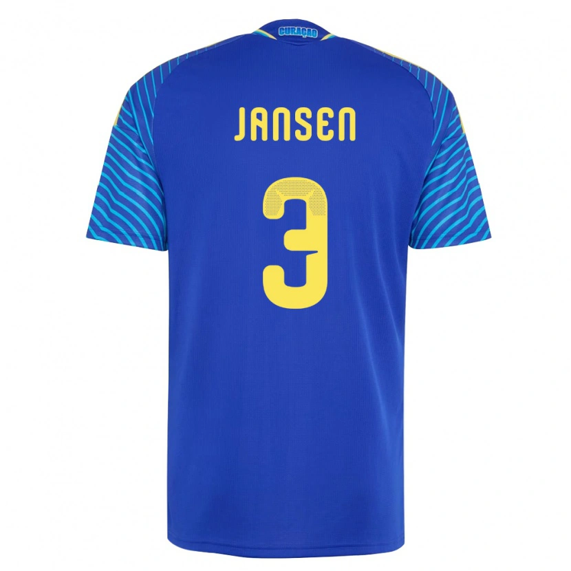 Danxenレディースキュラソー島Mart Jansen#3紺 白ホームシャツ26-28ジャージーユニフォーム
