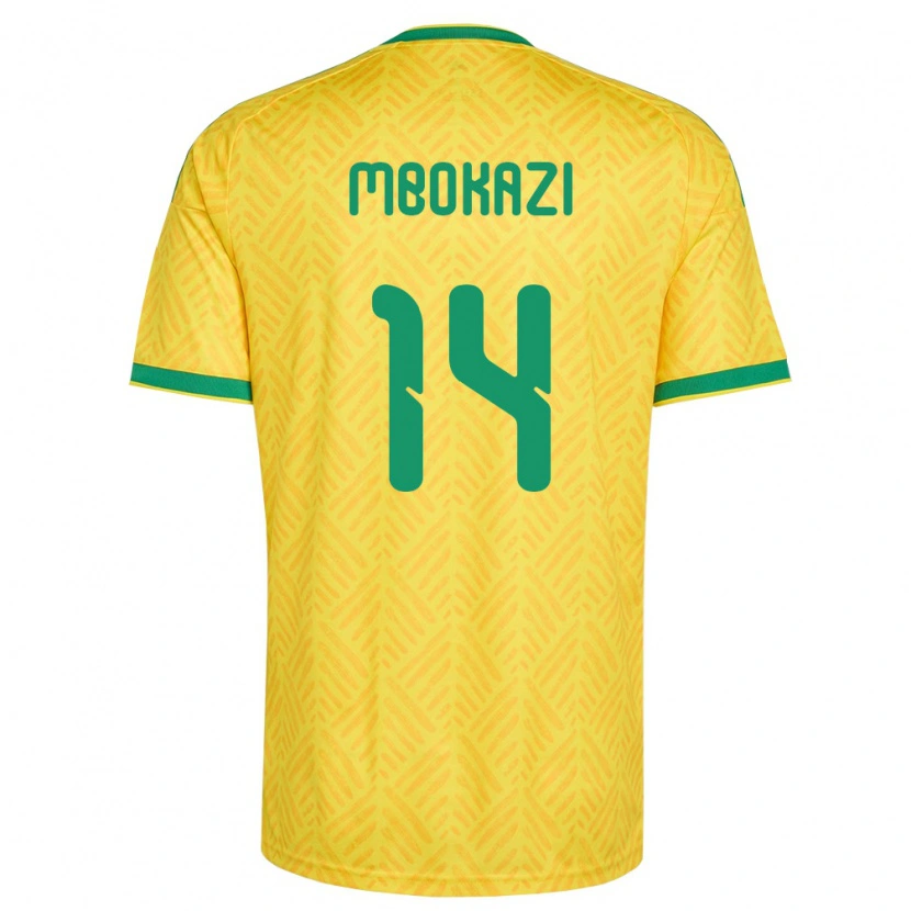 Danxenレディース南アフリカMbekezeli Mbokazi#14黄 緑ホームシャツ26-28ジャージーユニフォーム