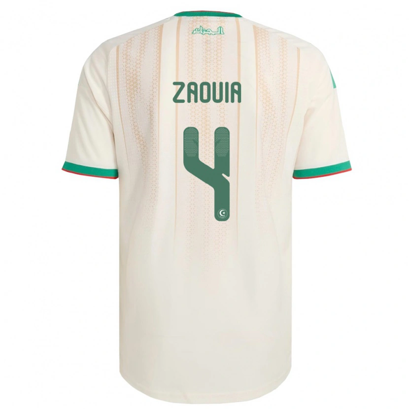 DanxenレディースアルジェリアMohammed El Amine Zaouia#4オフホワイト 緑 赤ホームシャツ26-28ジャージーユニフォーム