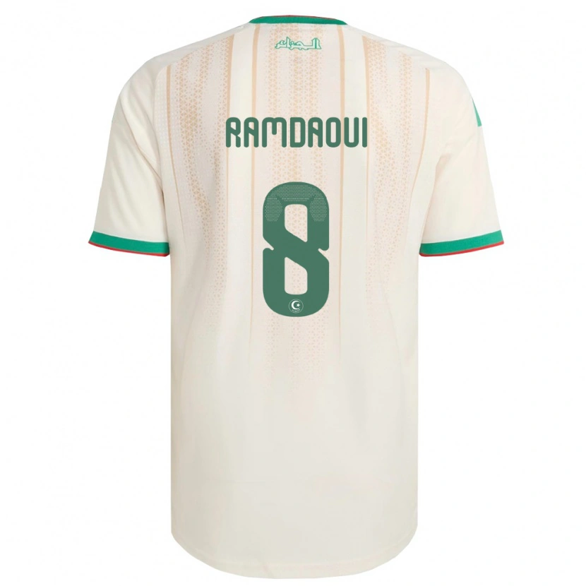 DanxenレディースアルジェリアMohamed El Amine Ramdaoui#8オフホワイト 緑 赤ホームシャツ26-28ジャージーユニフォーム