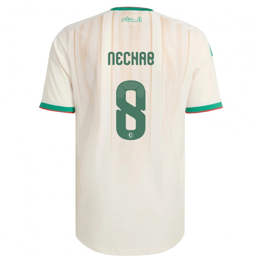 DanxenレディースアルジェリアWalid Nechab#8オフホワイト 緑 赤ホームシャツ26-28ジャージーユニフォーム