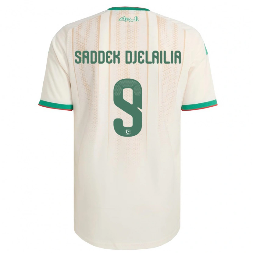 DanxenレディースアルジェリアMohamed Saddek Djelailia#9オフホワイト 緑 赤ホームシャツ26-28ジャージーユニフォーム