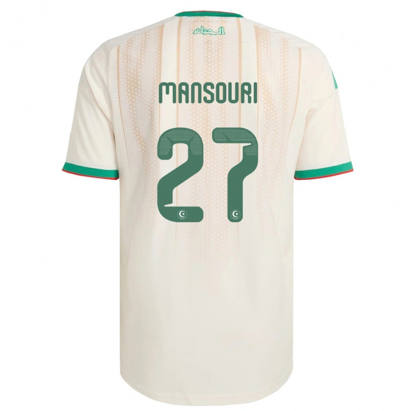 DanxenレディースアルジェリアAbdeldjalil Mansouri#27オフホワイト 緑 赤ホームシャツ26-28ジャージーユニフォーム