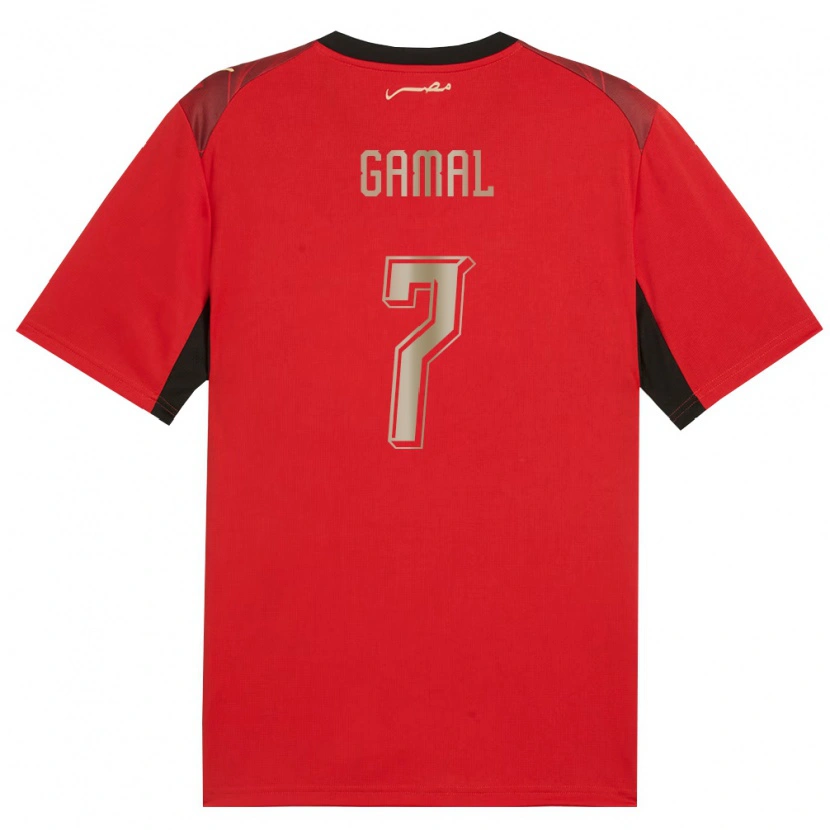 DanxenレディースエジプトMohamed Gamal#7赤 黒 金ホームシャツ26-28ジャージーユニフォーム