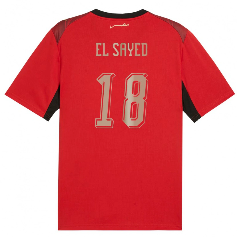 DanxenレディースエジプトMohamed El Sayed#18赤 黒 金ホームシャツ26-28ジャージーユニフォーム