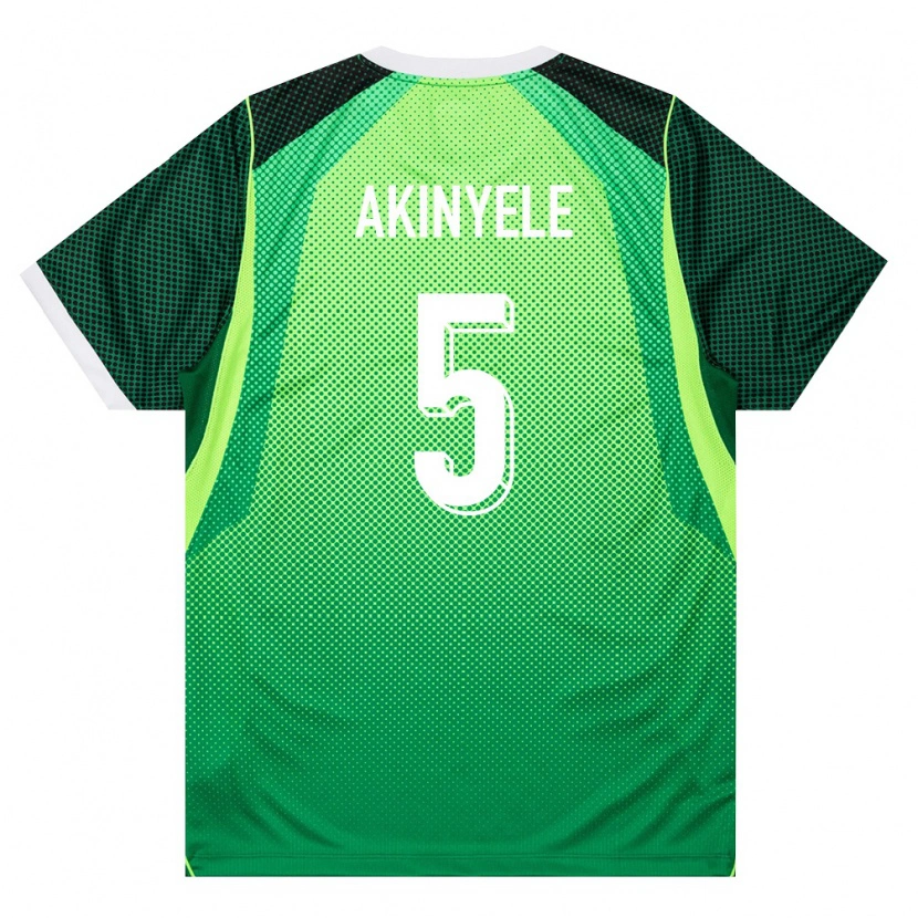 Danxenレディースナイジェリアアーメド・アキネリ#5緑 白ホームシャツ26-28ジャージーユニフォーム