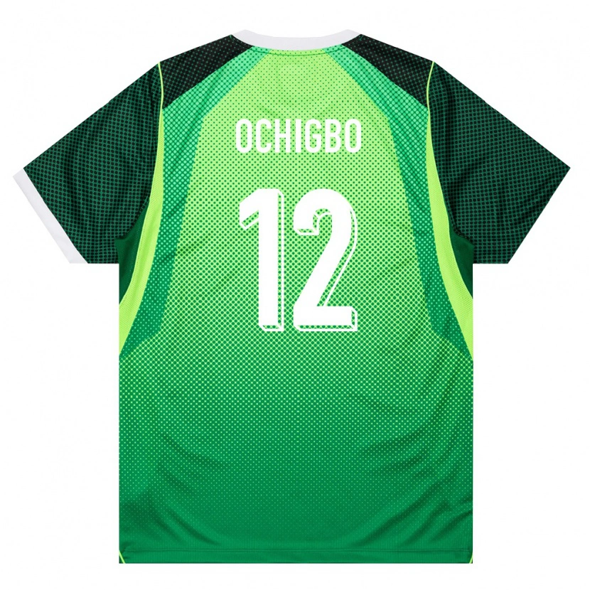 DanxenレディースナイジェリアEdward Ochigbo#12緑 白ホームシャツ26-28ジャージーユニフォーム