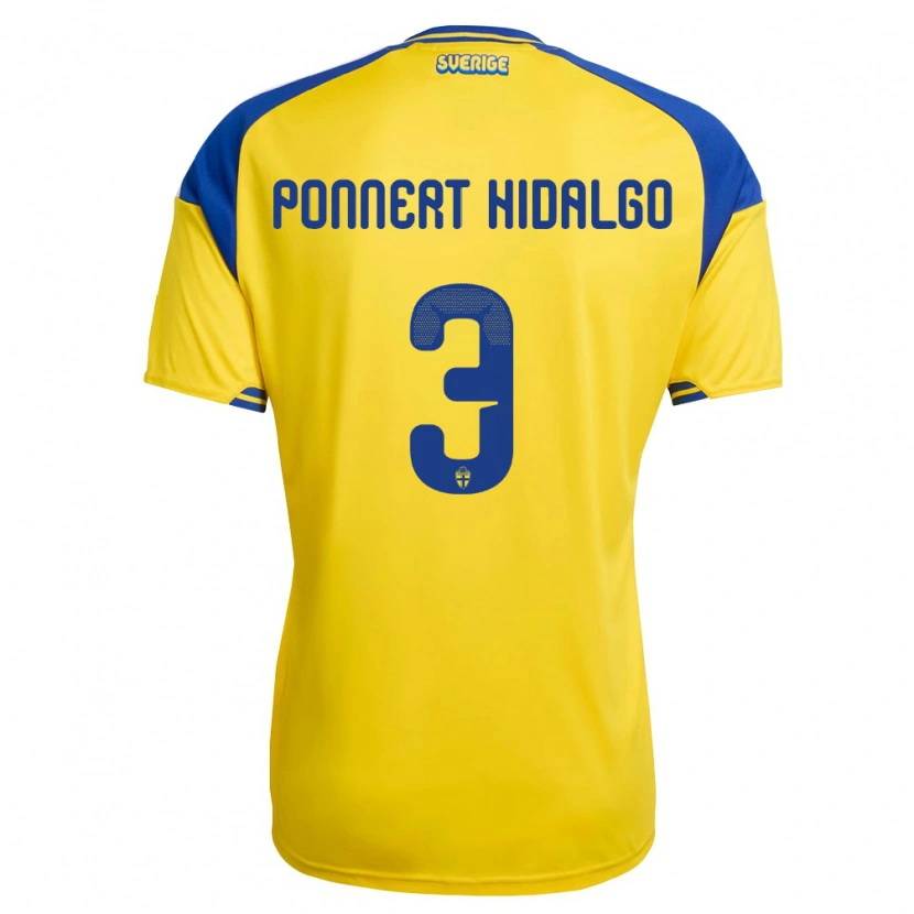 DanxenレディーススウェーデンVicente Ponnert Hidalgo#3黄 青 白ホームシャツ26-28ジャージーユニフォーム