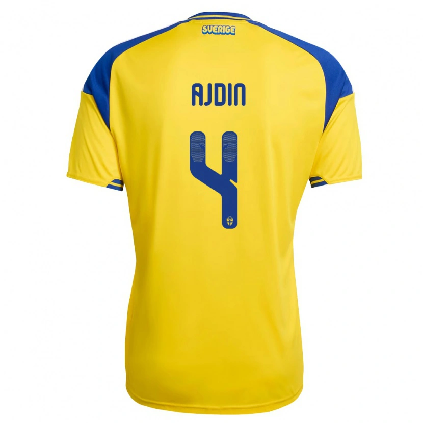 DanxenレディーススウェーデンGjan Ajdin#4黄 青 白ホームシャツ26-28ジャージーユニフォーム