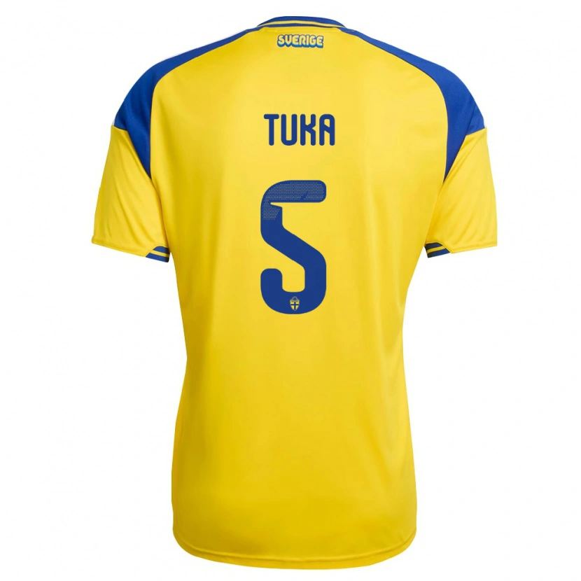 DanxenレディーススウェーデンMatej Tuka#5黄 青 白ホームシャツ26-28ジャージーユニフォーム