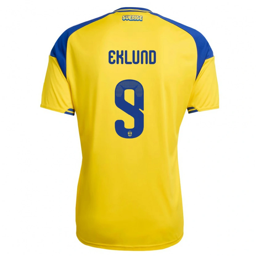 DanxenレディーススウェーデンLeonel Eklund#9黄 青 白ホームシャツ26-28ジャージーユニフォーム