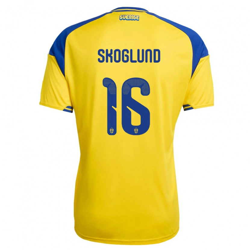 DanxenレディーススウェーデンHampus Skoglund#16黄 青 白ホームシャツ26-28ジャージーユニフォーム