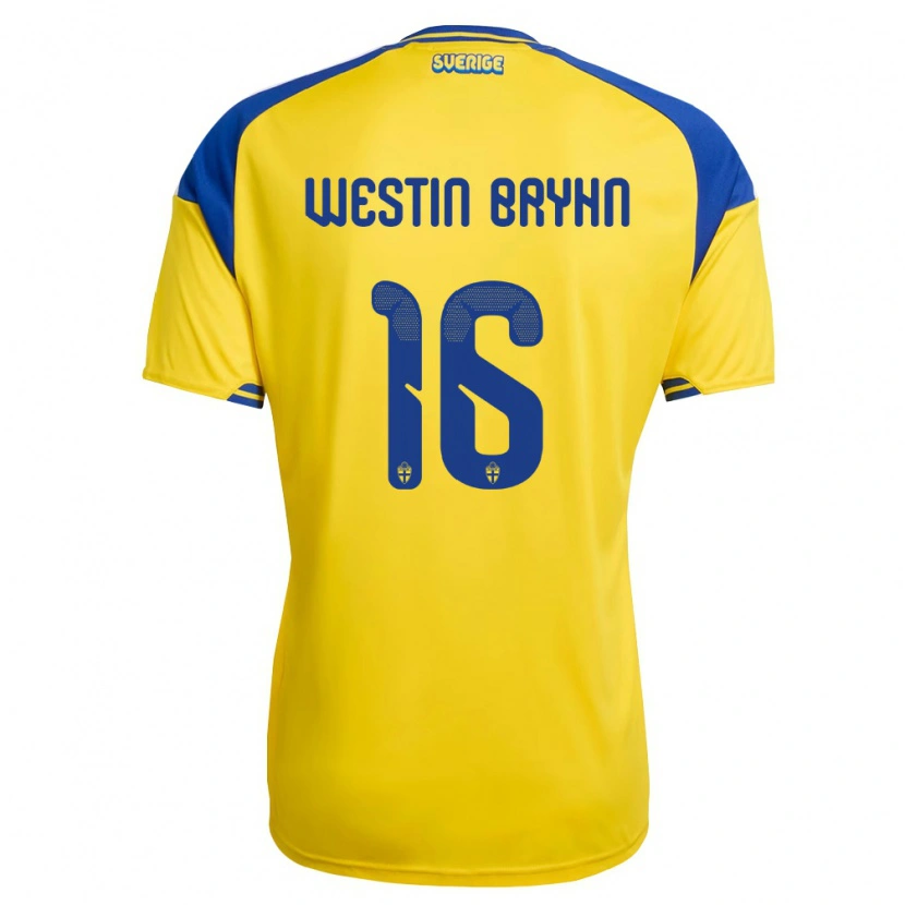 DanxenレディーススウェーデンLeon Westin Bryhn#16黄 青 白ホームシャツ26-28ジャージーユニフォーム