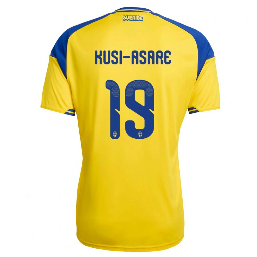 DanxenレディーススウェーデンJonah Kusi-Asare#19黄 青 白ホームシャツ26-28ジャージーユニフォーム