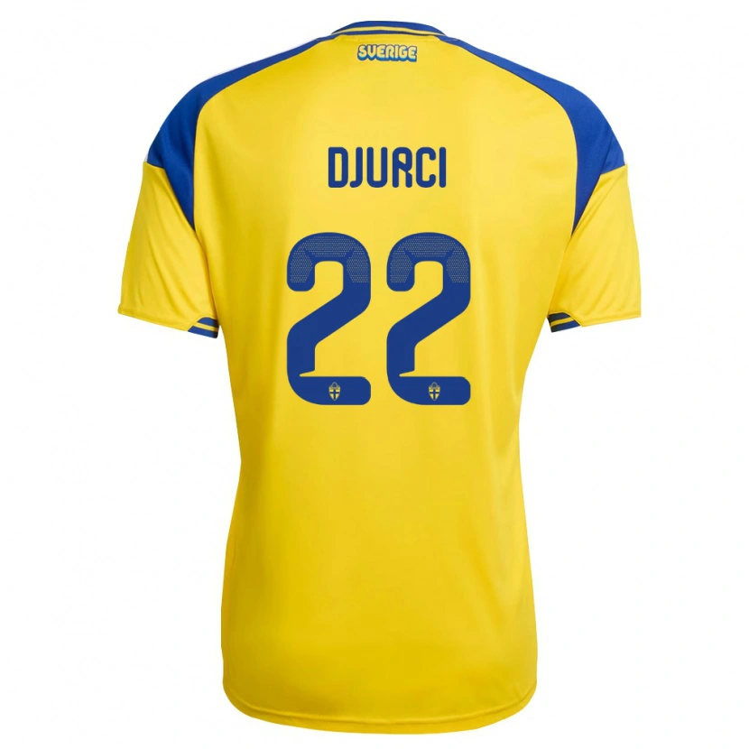 DanxenレディーススウェーデンOliver Djurci#22黄 青 白ホームシャツ26-28ジャージーユニフォーム
