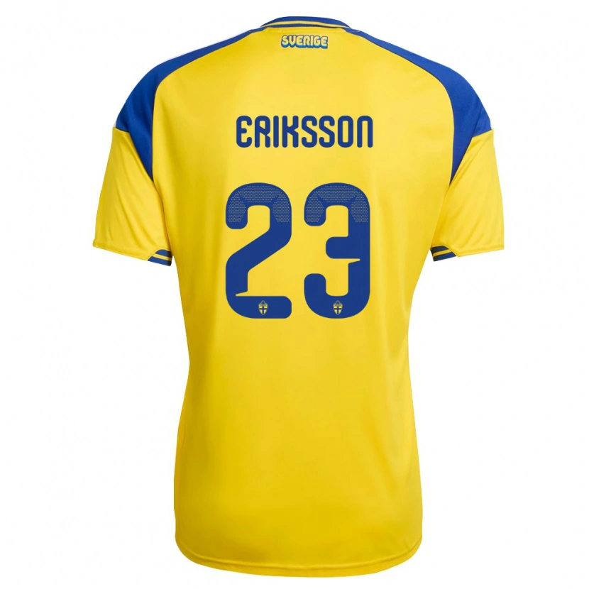 DanxenレディーススウェーデンSimon Eriksson#23黄 青 白ホームシャツ26-28ジャージーユニフォーム