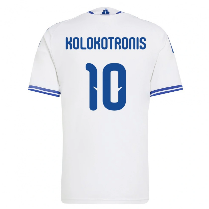 Danxenレディースギリシャペトロス・コロコトロニス#10白 青ホームシャツ26-28ジャージーユニフォーム