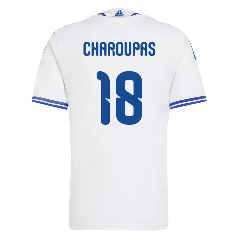 DanxenレディースギリシャKonstantinos Charoupas#18白 青ホームシャツ26-28ジャージーユニフォーム