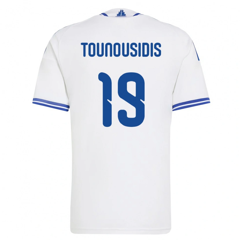 DanxenレディースギリシャKyriakos Tounousidis#19白 青ホームシャツ26-28ジャージーユニフォーム