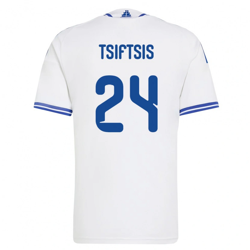 DanxenレディースギリシャAntonis Tsiftsis#24白 青ホームシャツ26-28ジャージーユニフォーム