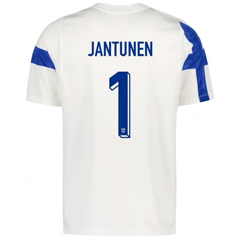 Danxenレディースフィンランドヤッソ・ヤントゥネン#1白 青ホームシャツ26-28ジャージーユニフォーム
