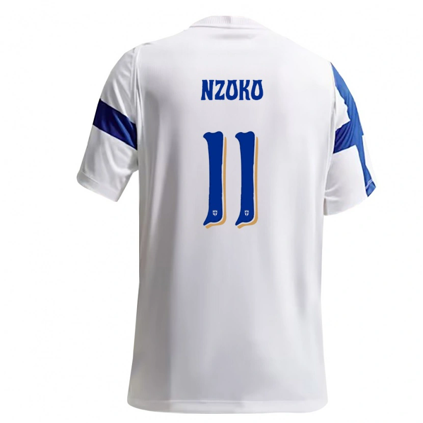 DanxenレディースフィンランドDjoully Nzoko#11白 青ホームシャツ26-28ジャージーユニフォーム