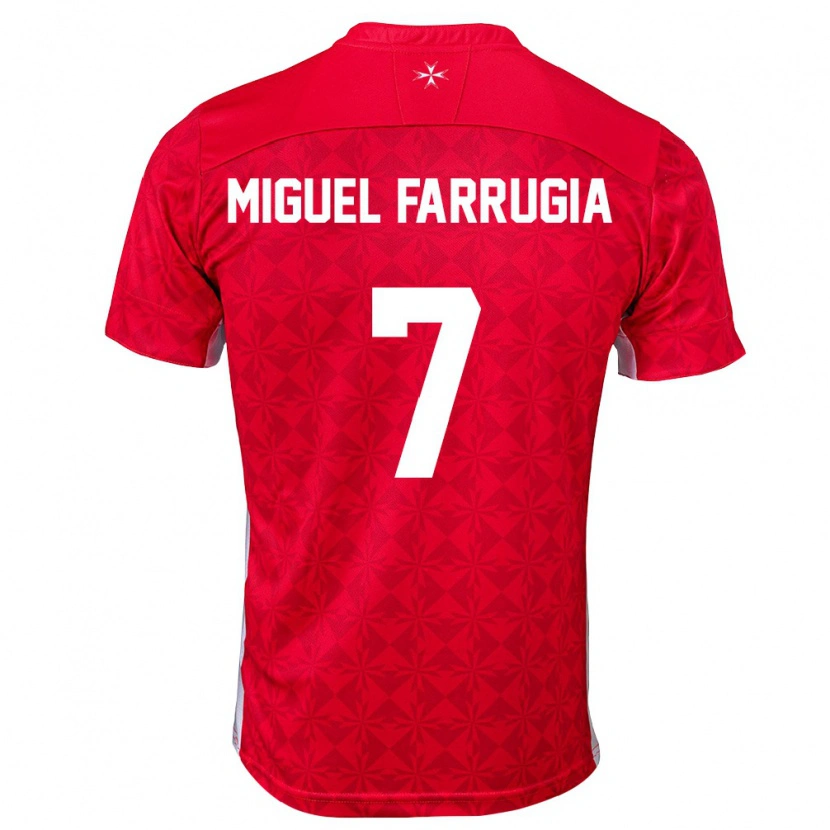 DanxenレディースマルタMiguel Farrugia#7赤 白ホームシャツ26-28ジャージーユニフォーム
