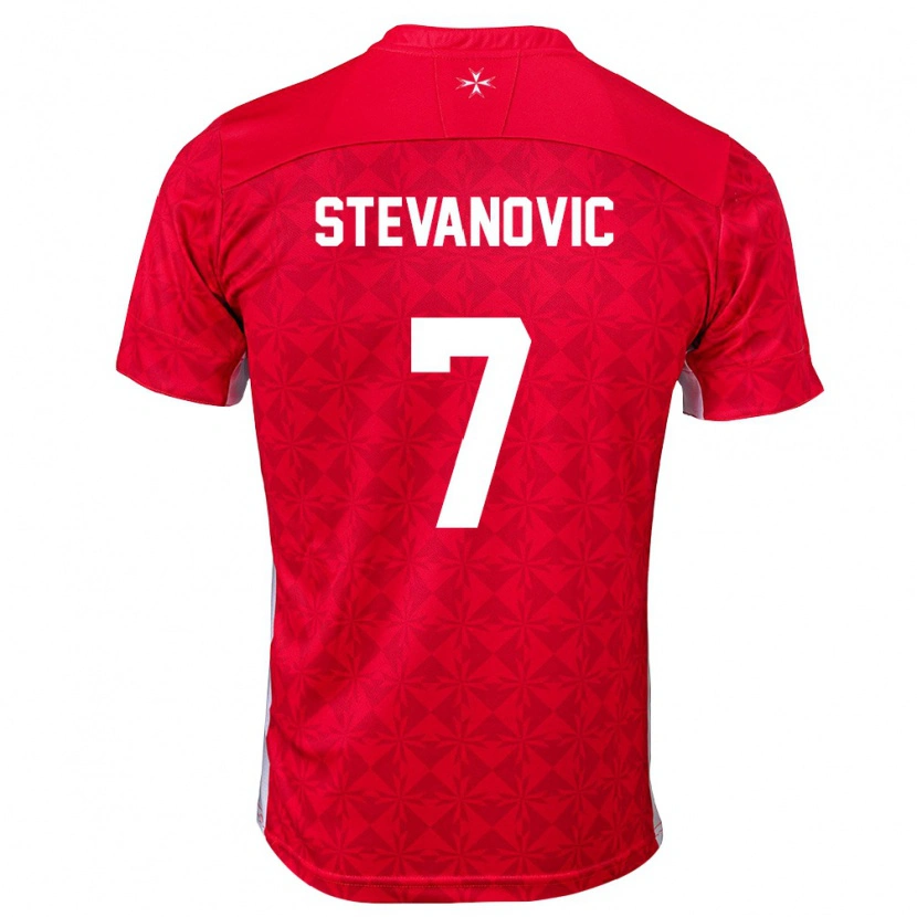 DanxenレディースマルタMateja Stevanovic#7赤 白ホームシャツ26-28ジャージーユニフォーム