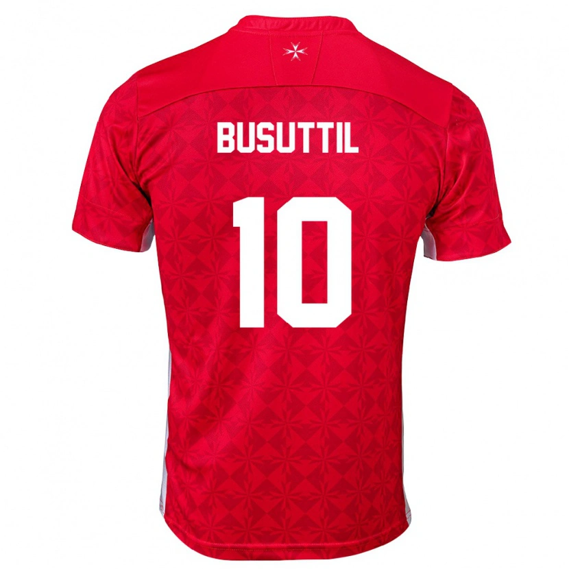 DanxenレディースマルタNicholas Busuttil#10赤 白ホームシャツ26-28ジャージーユニフォーム