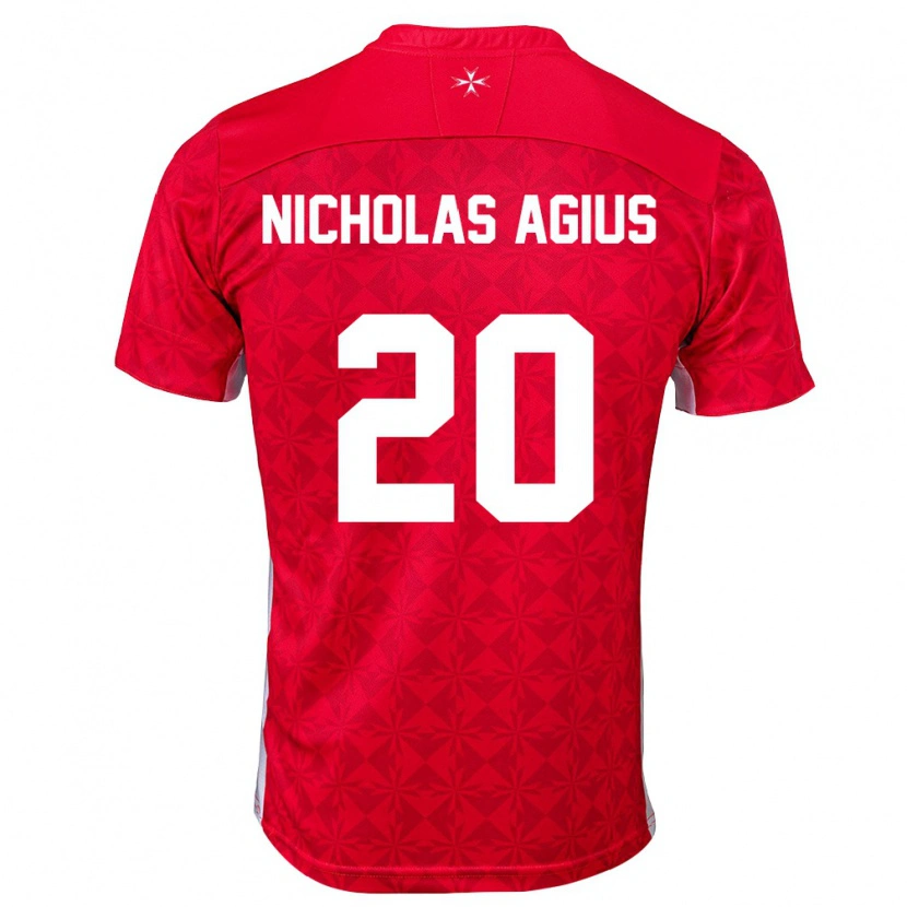 DanxenレディースマルタNicholas Agius#20赤 白ホームシャツ26-28ジャージーユニフォーム