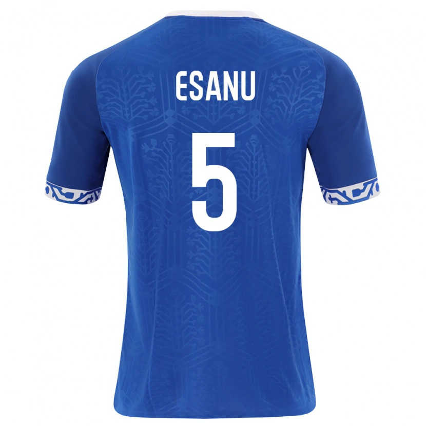 DanxenレディースモルドバNicolos Esanu#5ロイヤルブルー 白ホームシャツ26-28ジャージーユニフォーム
