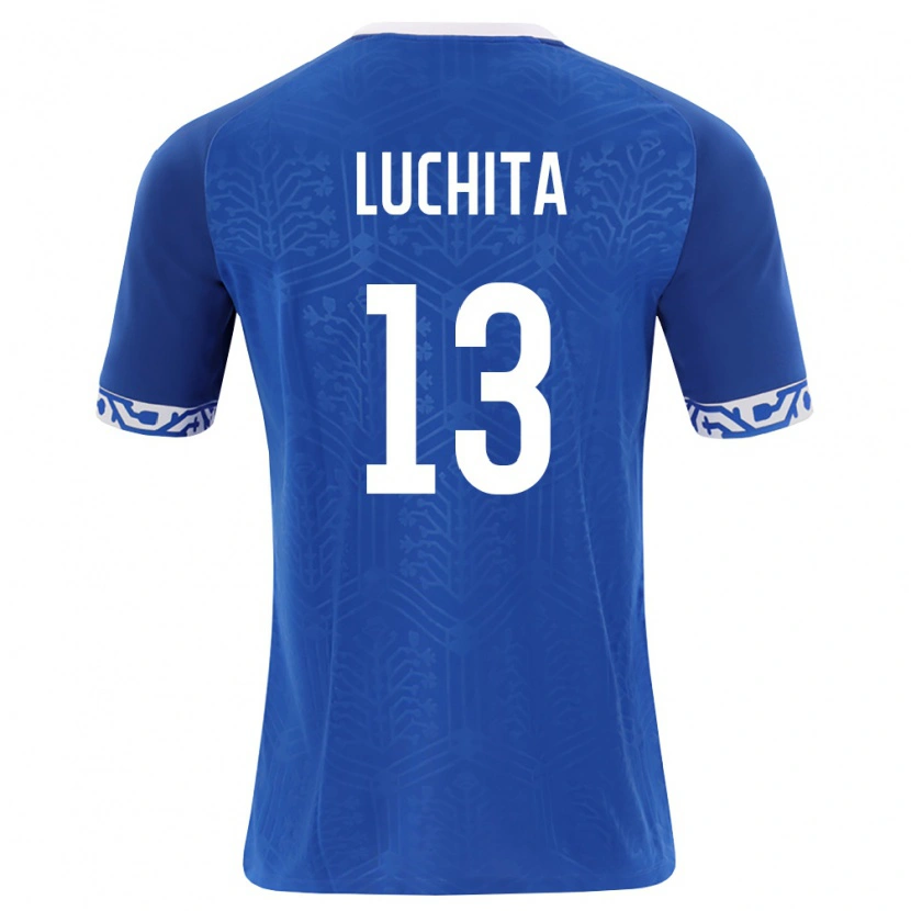 DanxenレディースモルドバVasile Luchita#13ロイヤルブルー 白ホームシャツ26-28ジャージーユニフォーム