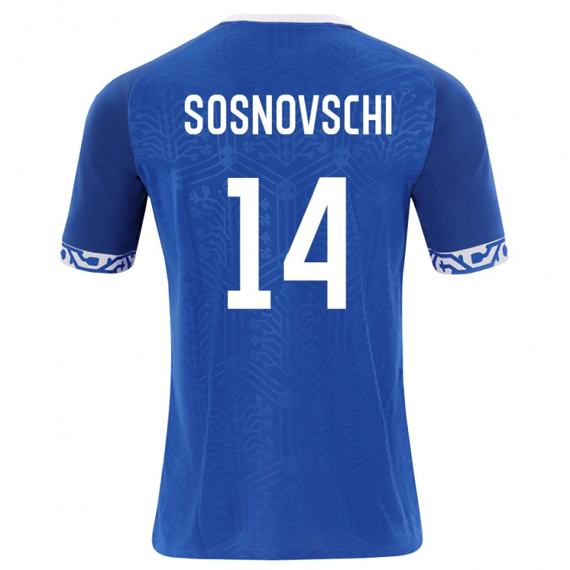 DanxenレディースモルドバAndrei Sosnovschi#14ロイヤルブルー 白ホームシャツ26-28ジャージーユニフォーム