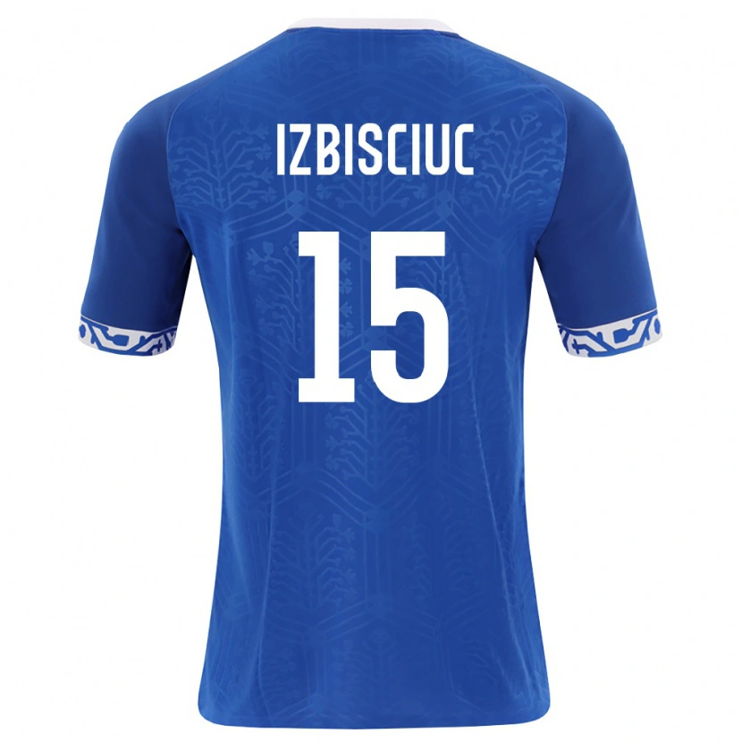 DanxenレディースモルドバPedro Izbișciuc#15ロイヤルブルー 白ホームシャツ26-28ジャージーユニフォーム