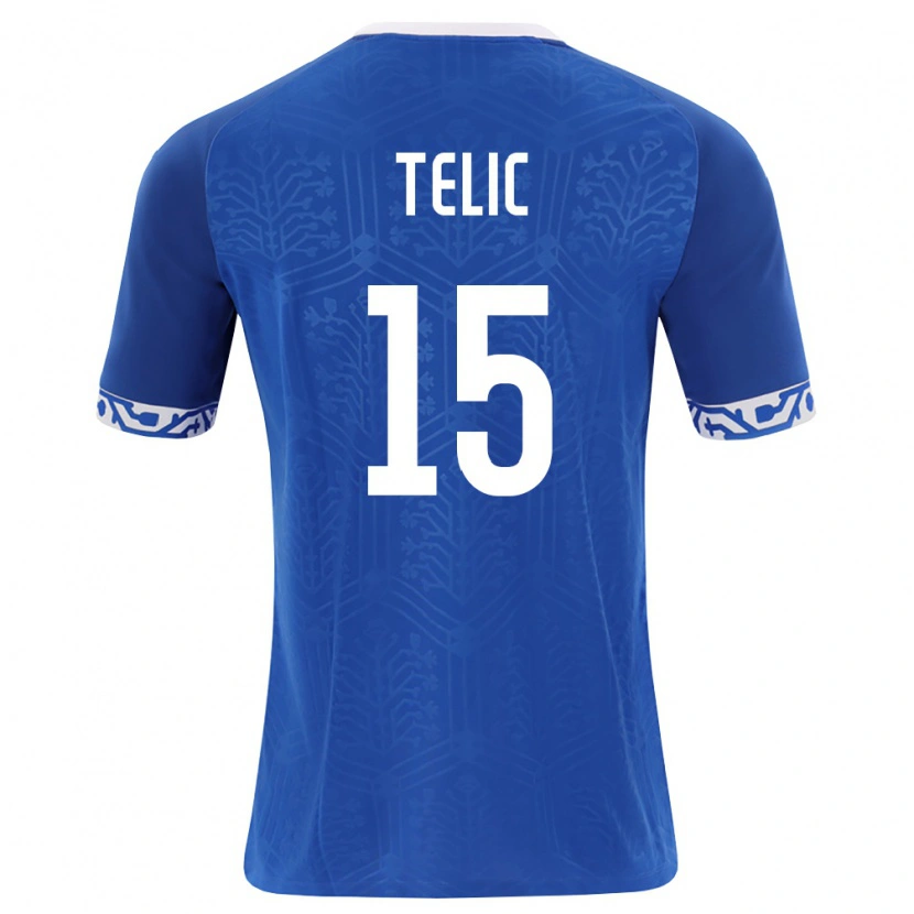 DanxenレディースモルドバNicolae Telic#15ロイヤルブルー 白ホームシャツ26-28ジャージーユニフォーム