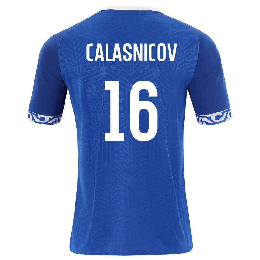 DanxenレディースモルドバMaxim Calasnicov#16ロイヤルブルー 白ホームシャツ26-28ジャージーユニフォーム